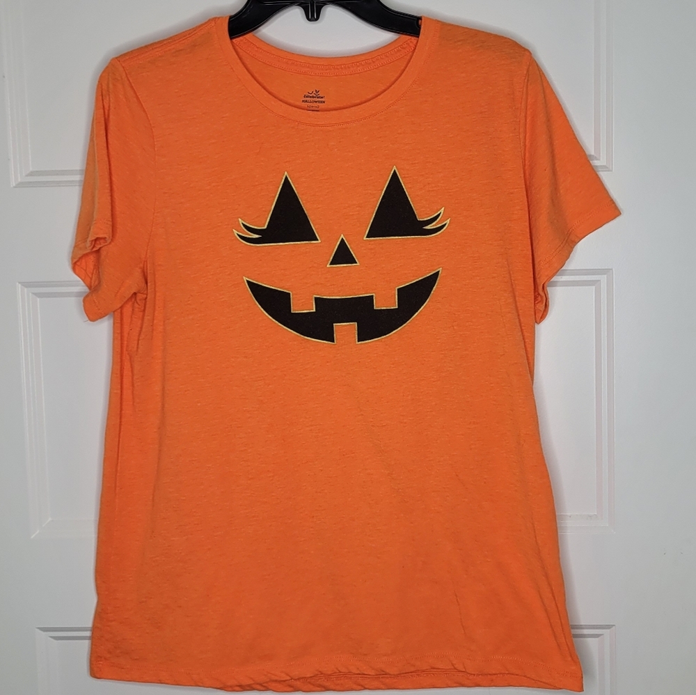 Way To Celebrate women's L Halloween t-shirt  pumpkin face